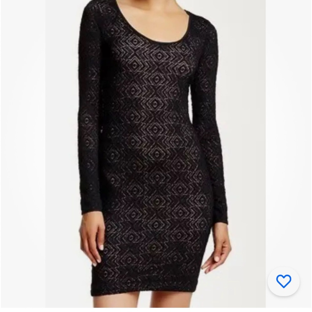 New BCBGMaxAzria Tanya Knit Cocktail Dress Womens XS Mini Black Bodycon